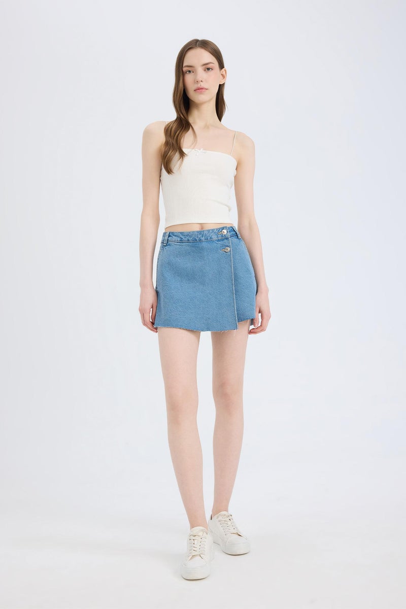 DeFacto Blue Woman High Waist Denim Shorts Casual - Image 1